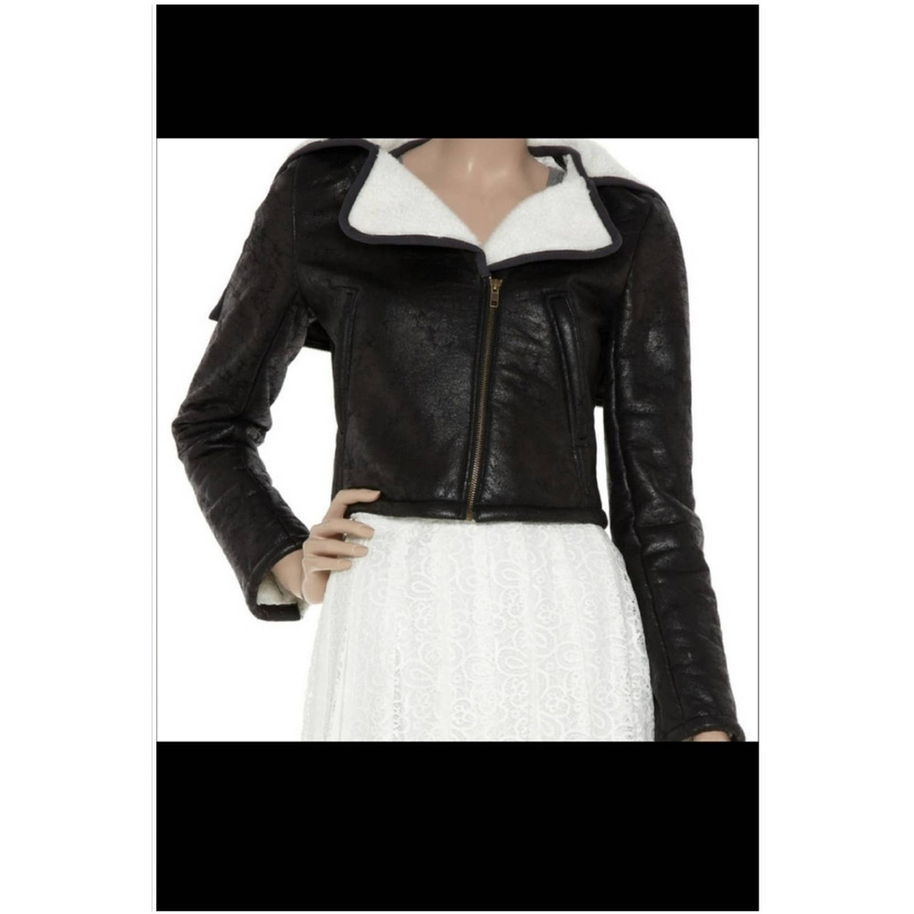 Gryphon New York Faux Shearling Biker Coat M